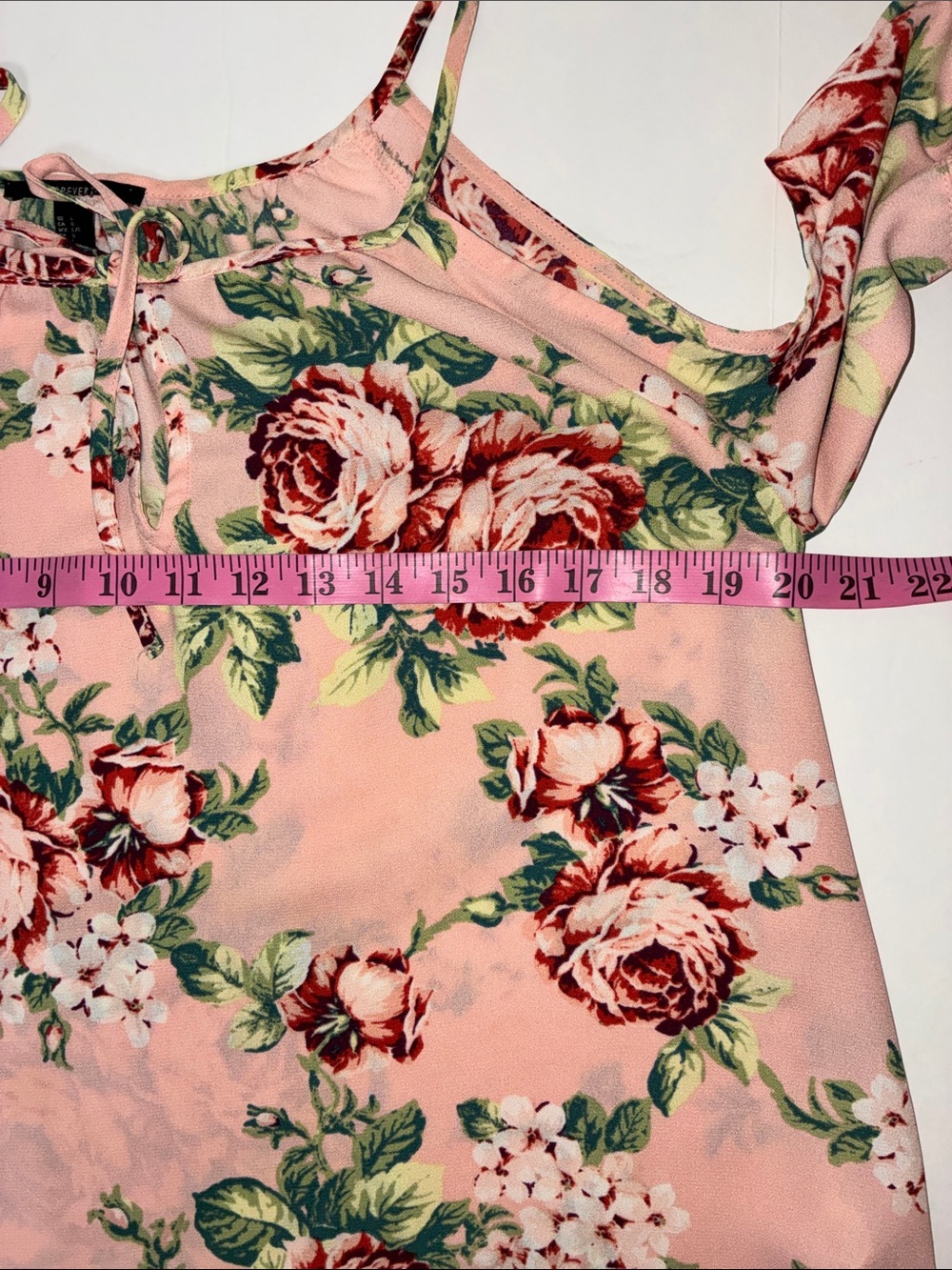 Forever 21 L Pink Floral Cold-Shoulder Camisole - Picture 4 of 15